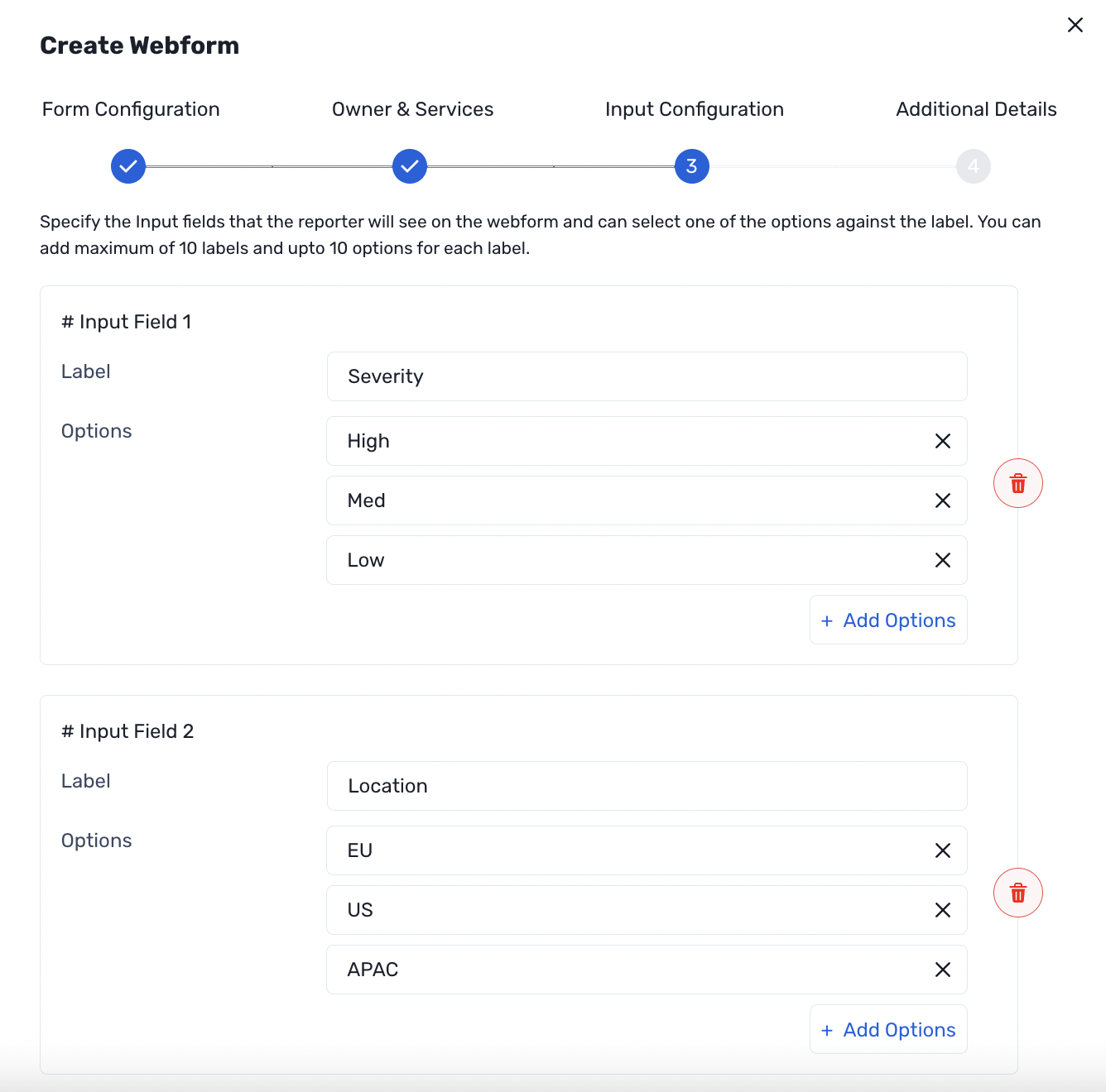 Configure Input Fields in the Webform
