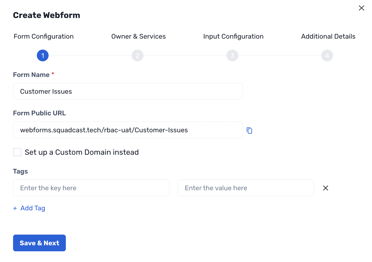 Configure Webforms in Squadcast 