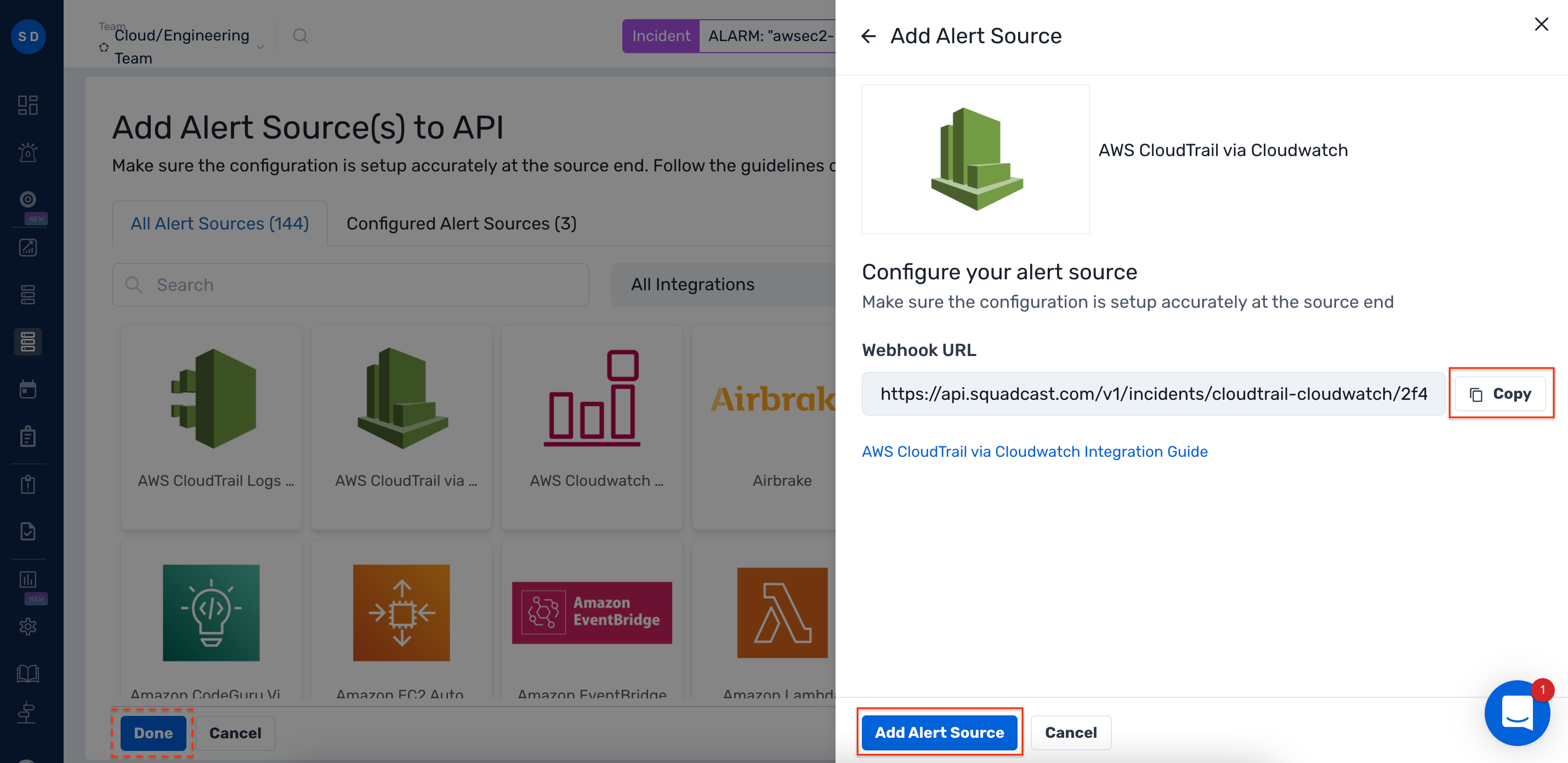 how to add an alert source integration to your Squadcast service