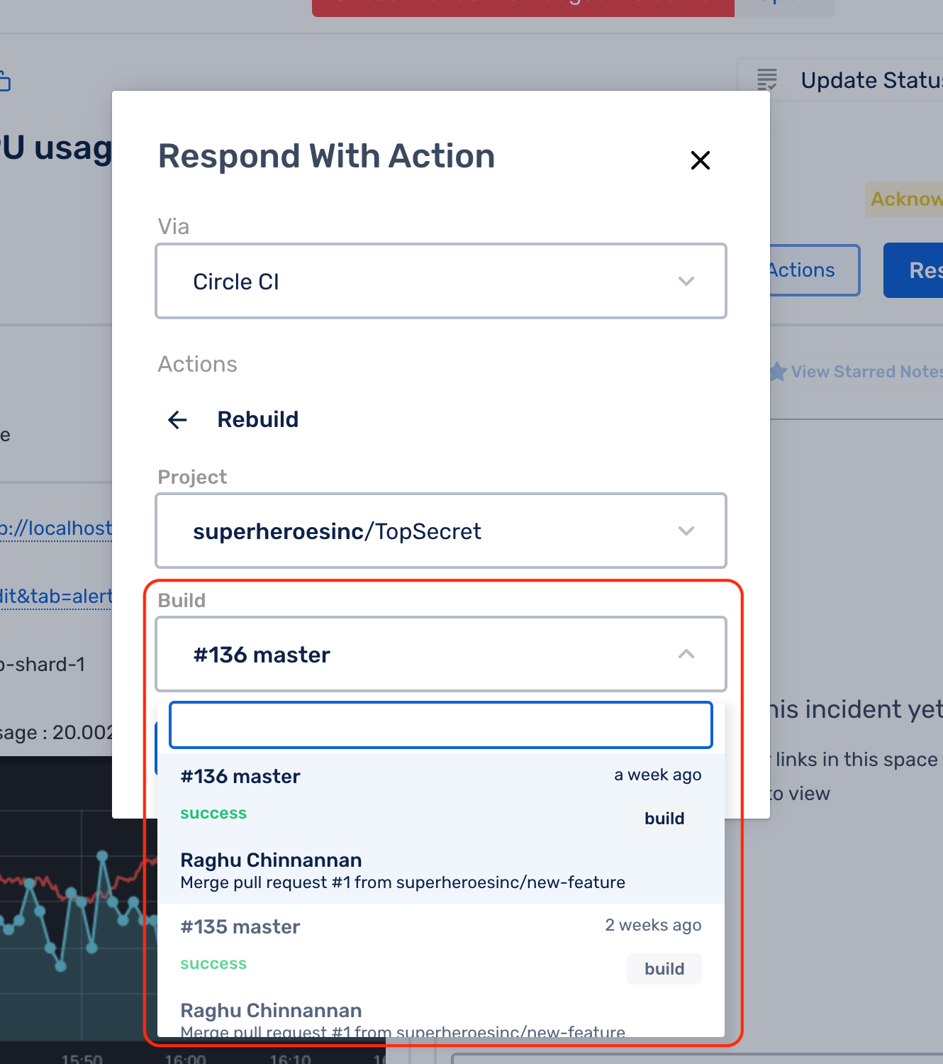 Build the project and rollback via CircleCI
