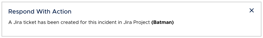 Message after JIRA ticket creation