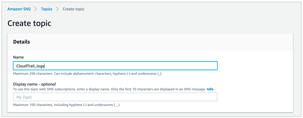Create CloudTrail Logs Endpoint - AWS SNS: Create Topic