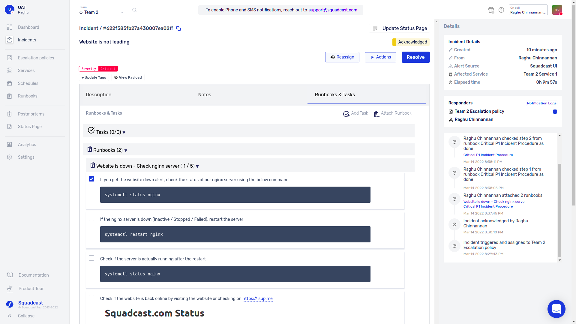Mark completion of steps in a Runbook