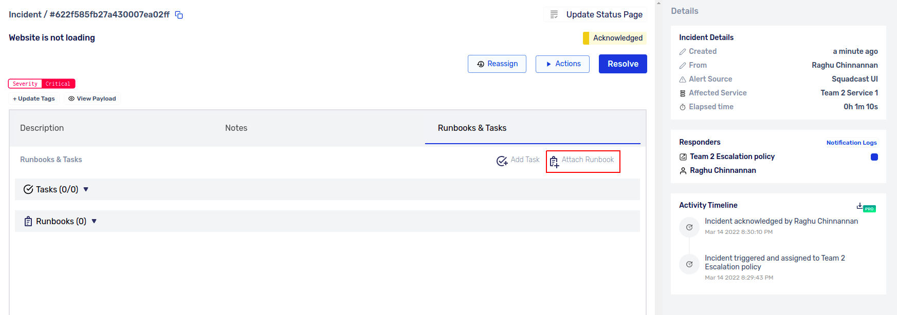 Attaching Runbooks to Incidents