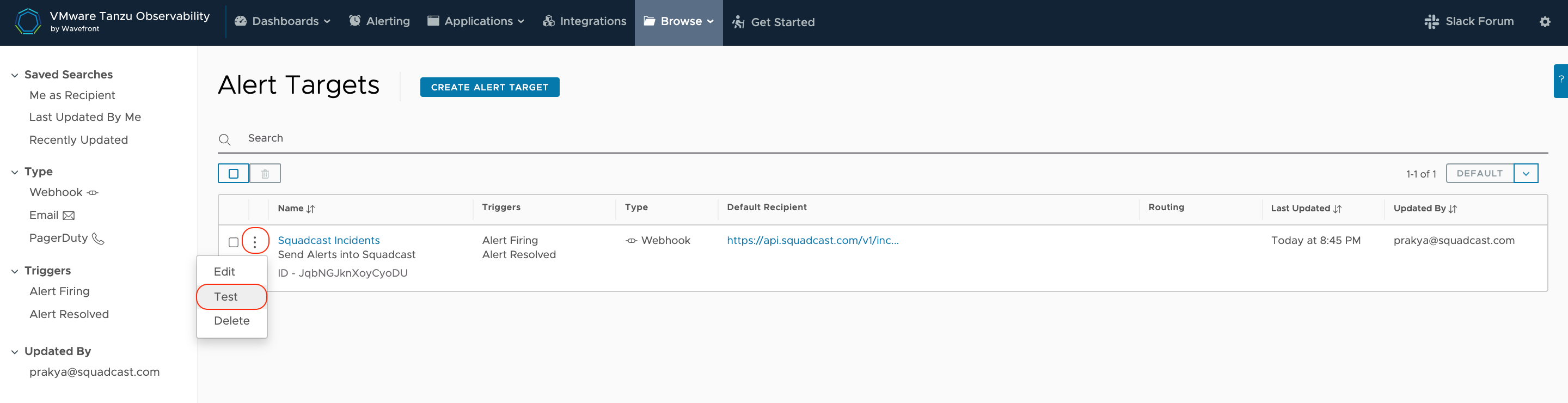 Test Alert from Wavefront to Squadcast