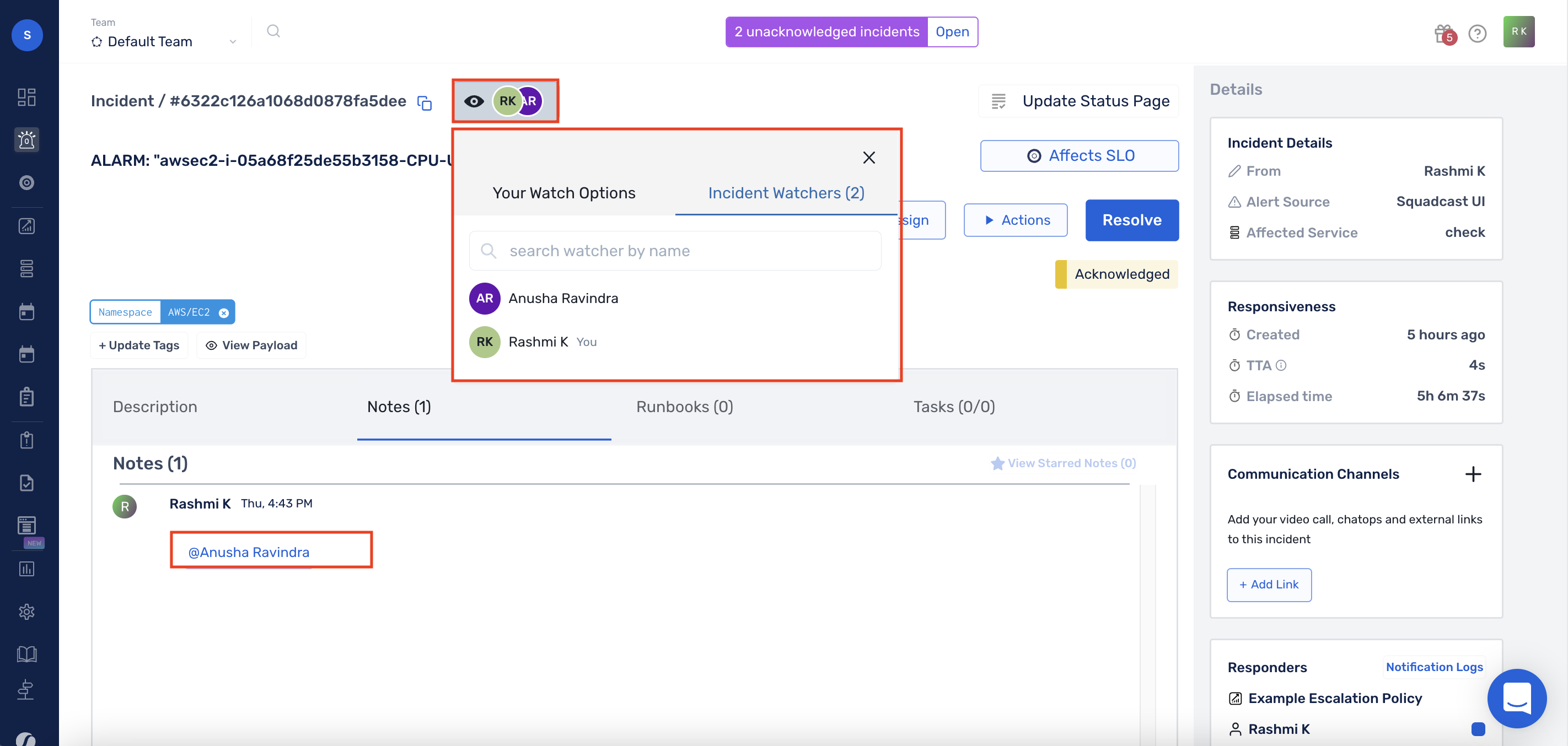 Add Incident Watchers