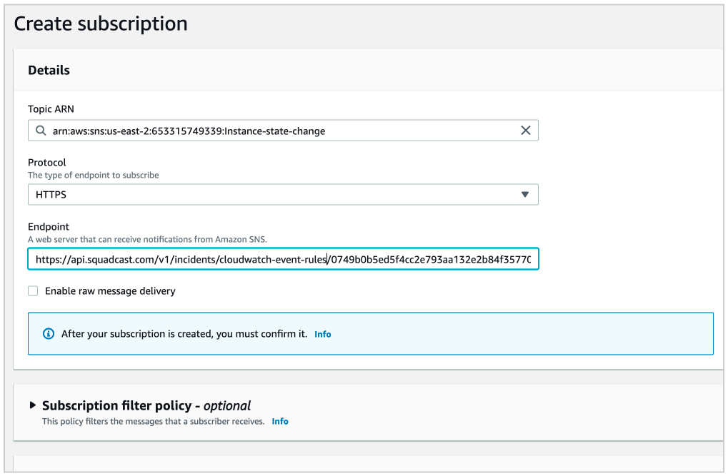 AWS SNS Subscription Creation with HTTPS Endpoint