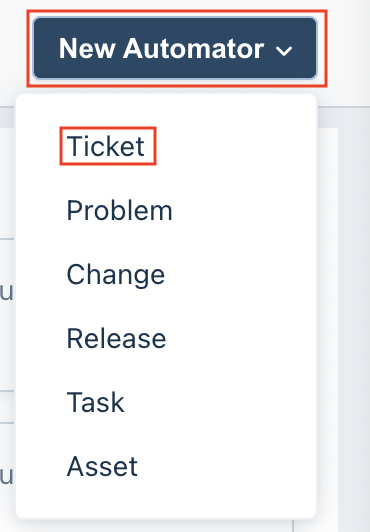 Create Ticket under New Auntomator for incident management