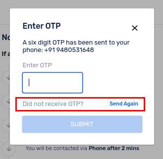 Create User Profile - Did not receive OTP