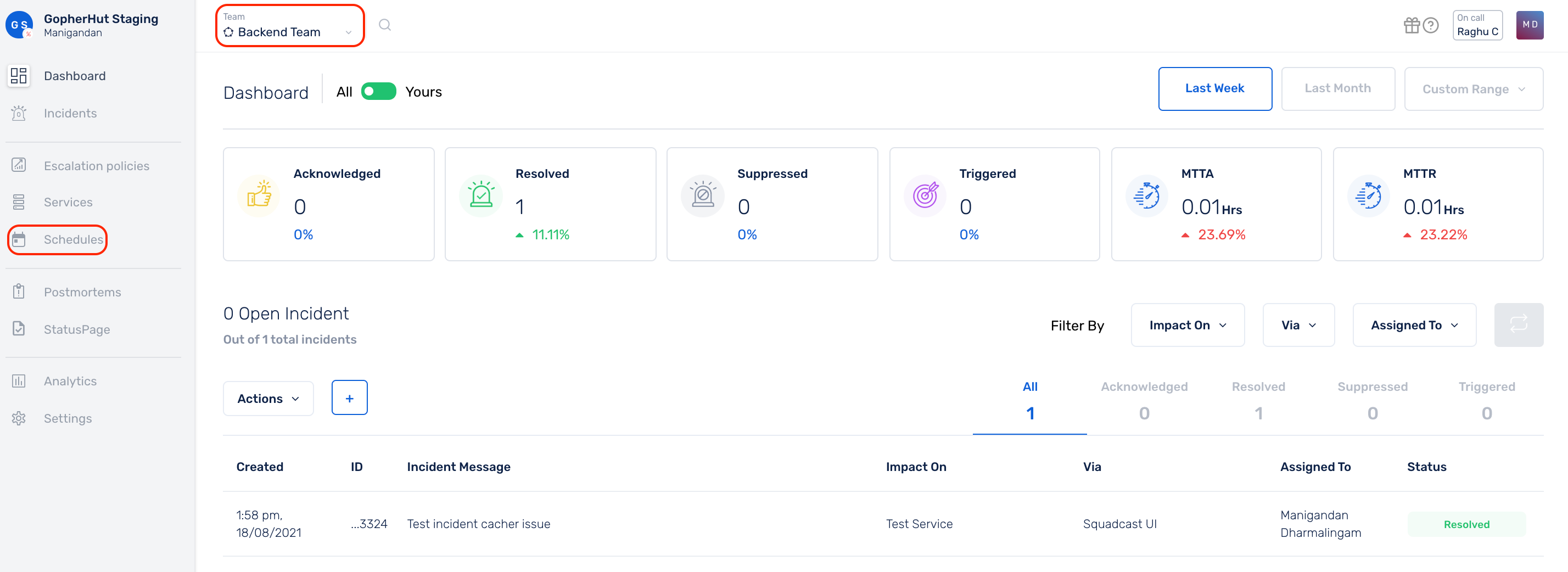 How to create on-call schedule override in Squadcast