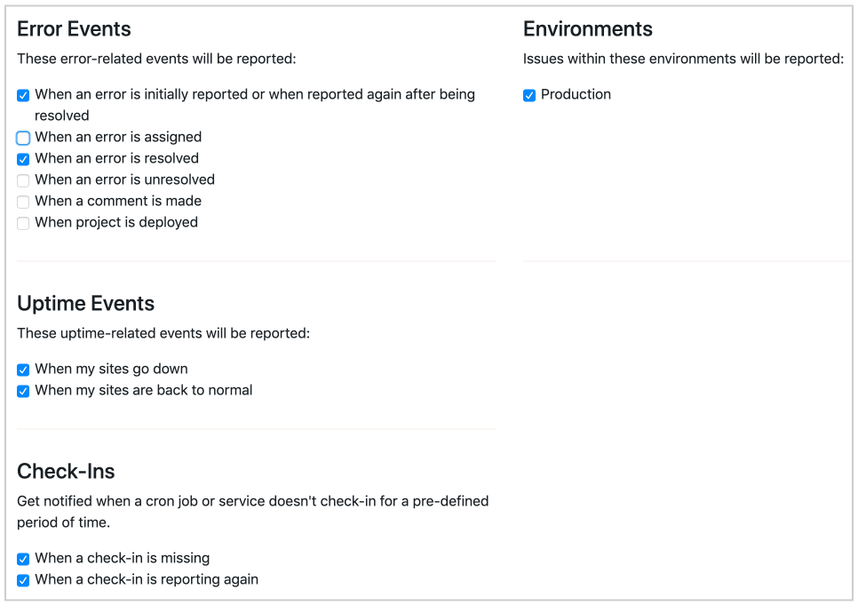 Select the events for which you want to trigger the Webhook