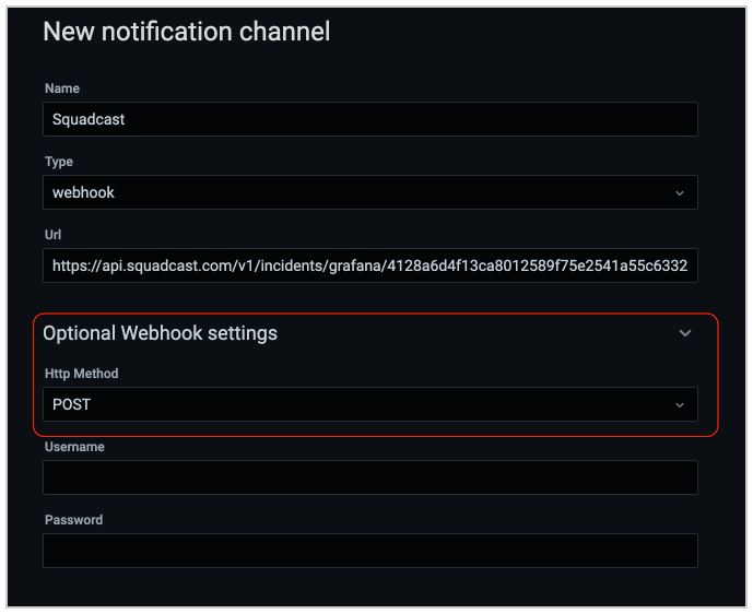 Select POST as the HTTP method
