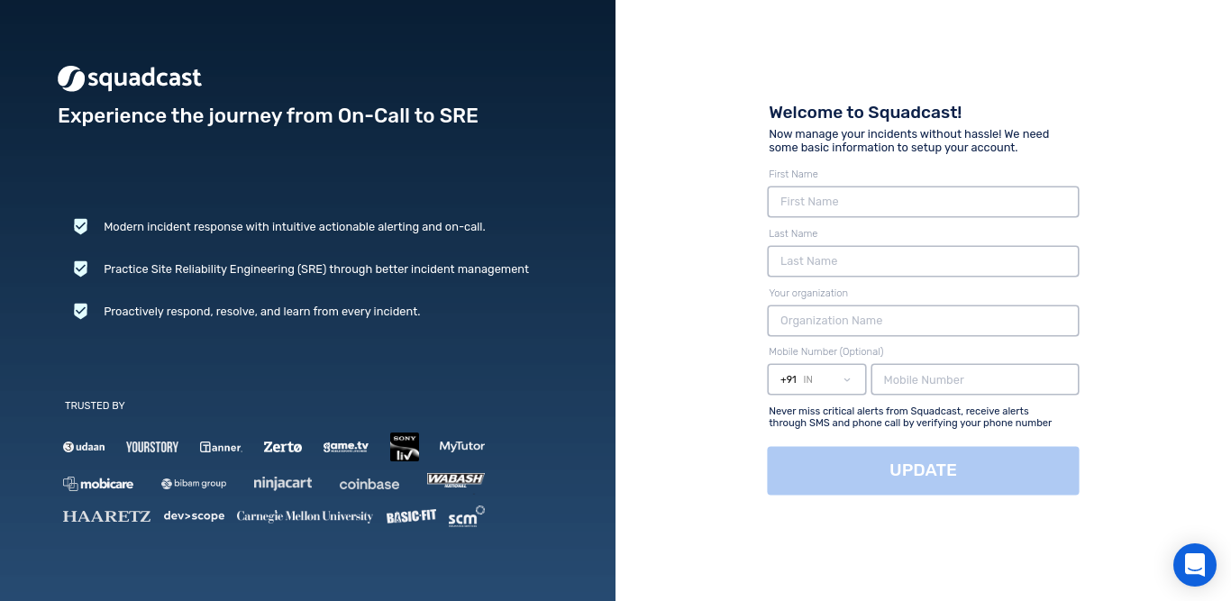 Squadcast onboarding details