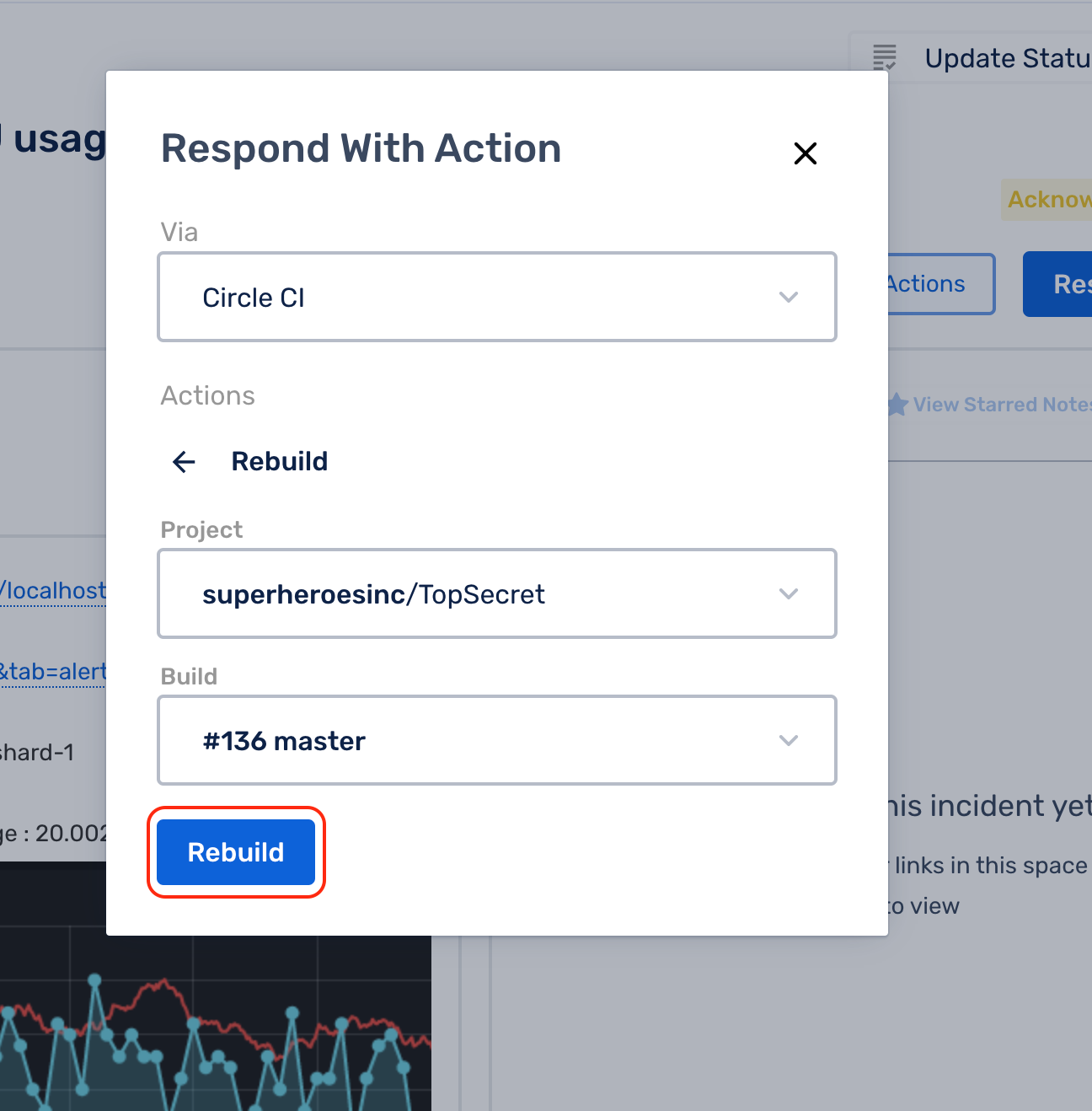 Click the Rebuild button to trigger the build again