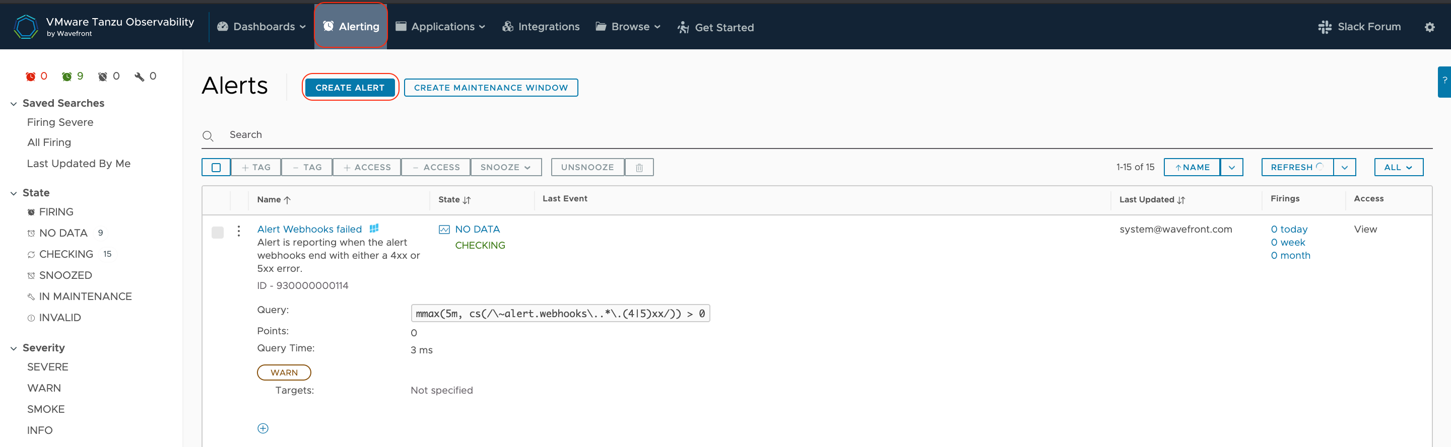 Create alerts in Wavefront for Squadcast