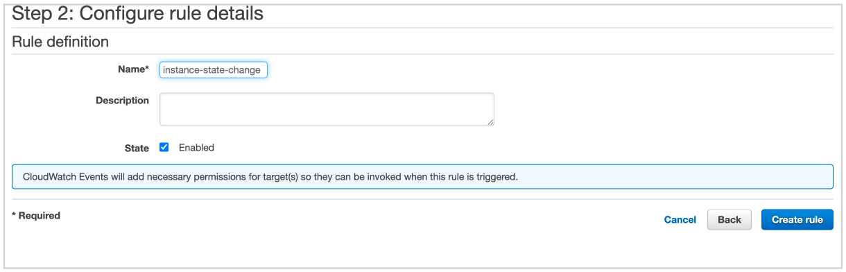 Configuring Rule Details in CloudWatch Event Rules