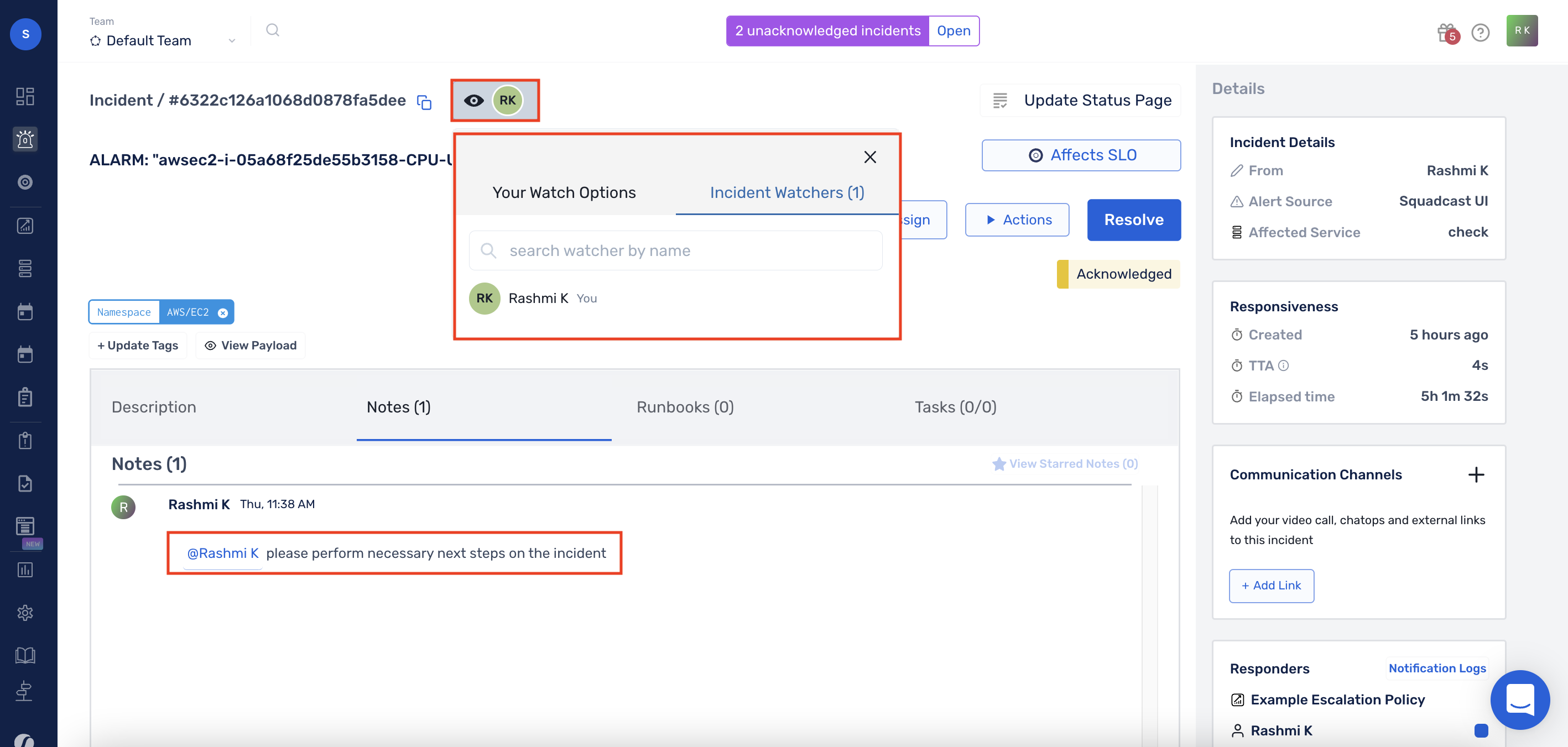 Add Incident Watchers