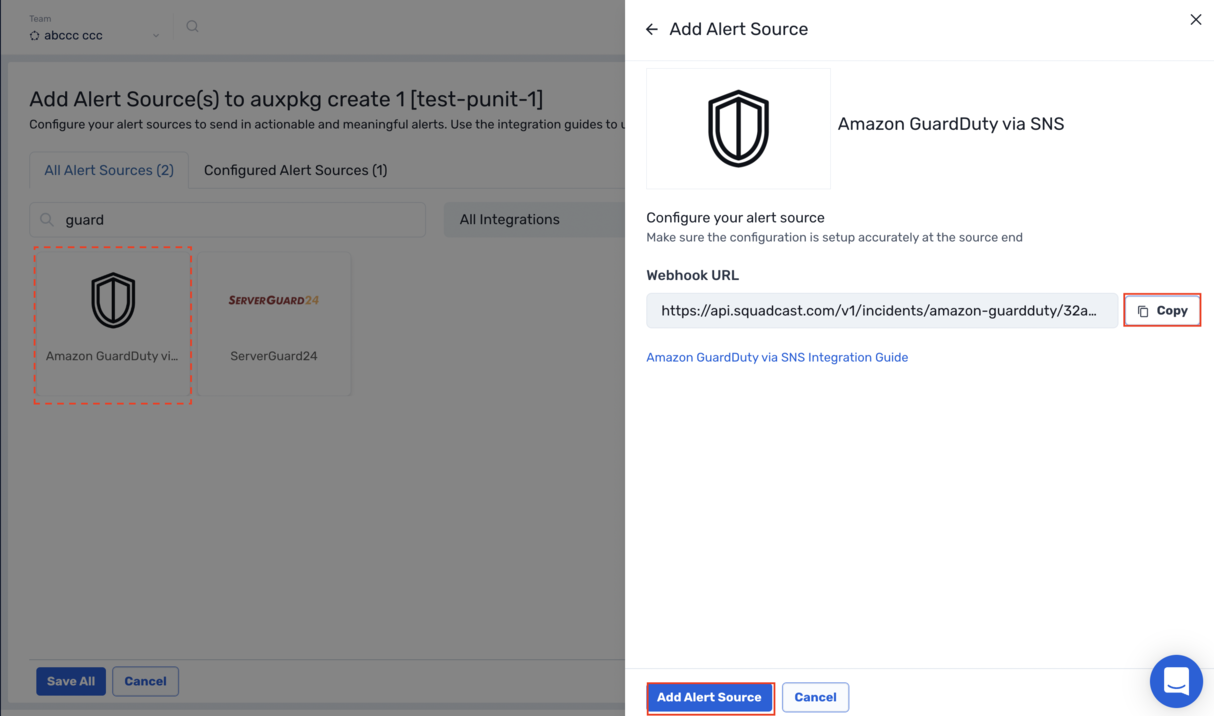 Webhook URL configuration within Amazon GuardDuty