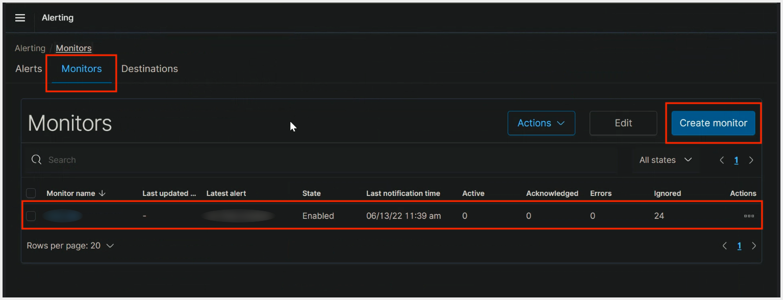 Create monitor under alerting monitor