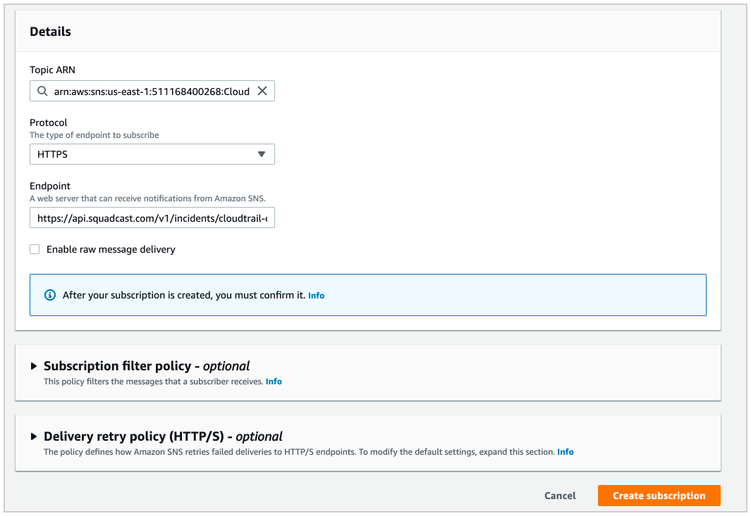 Create Subscription - AWS SNS: HTTPS Endpoint URL