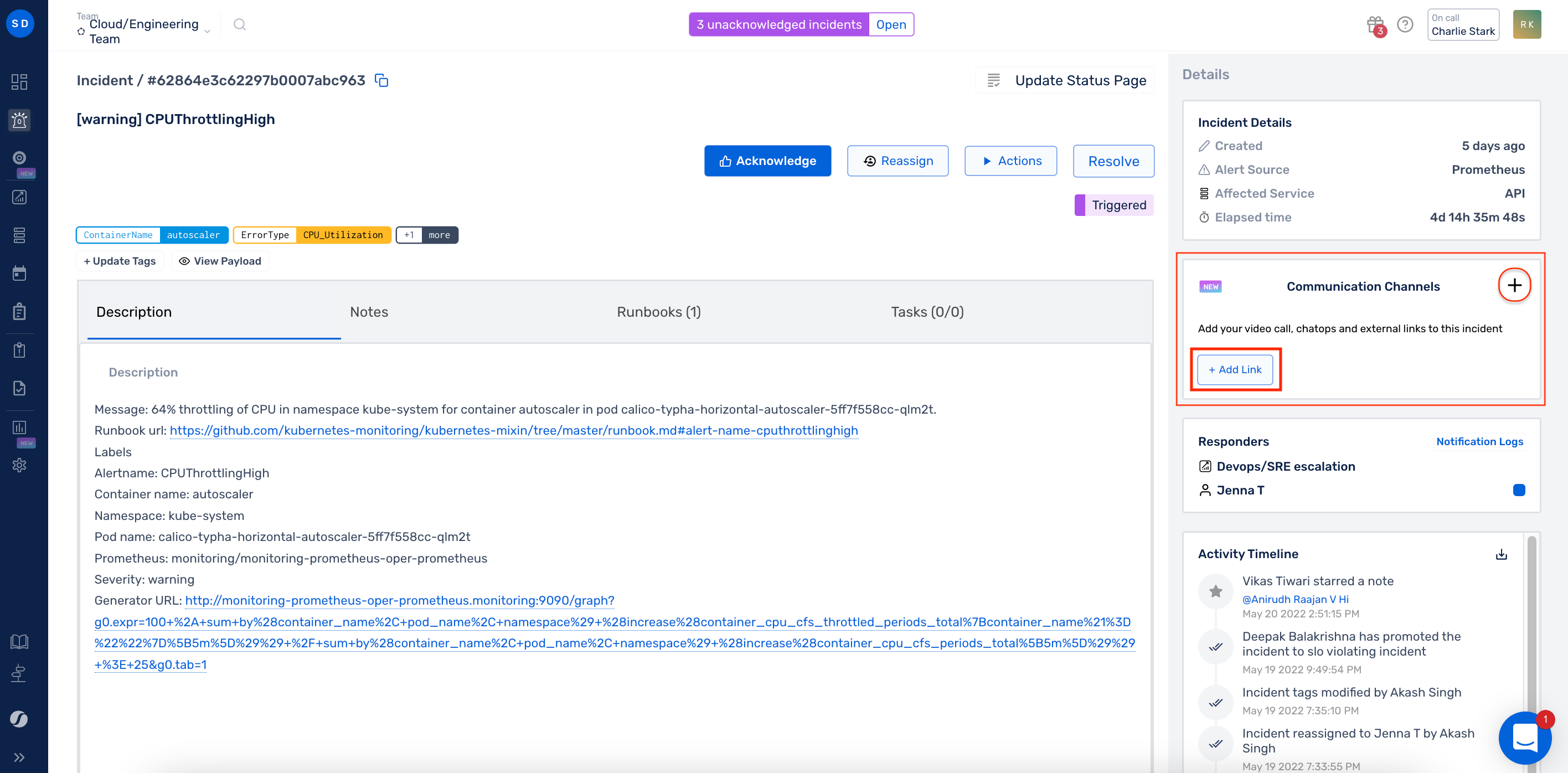 Add Communication Channels in Squadcast