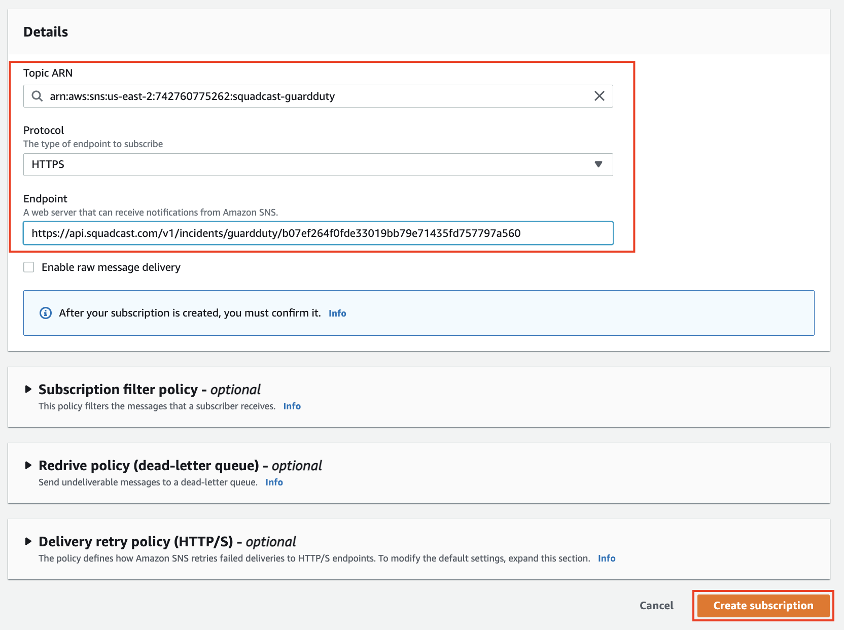 Select the protocol as HTTPS and in the endpoint to configuration