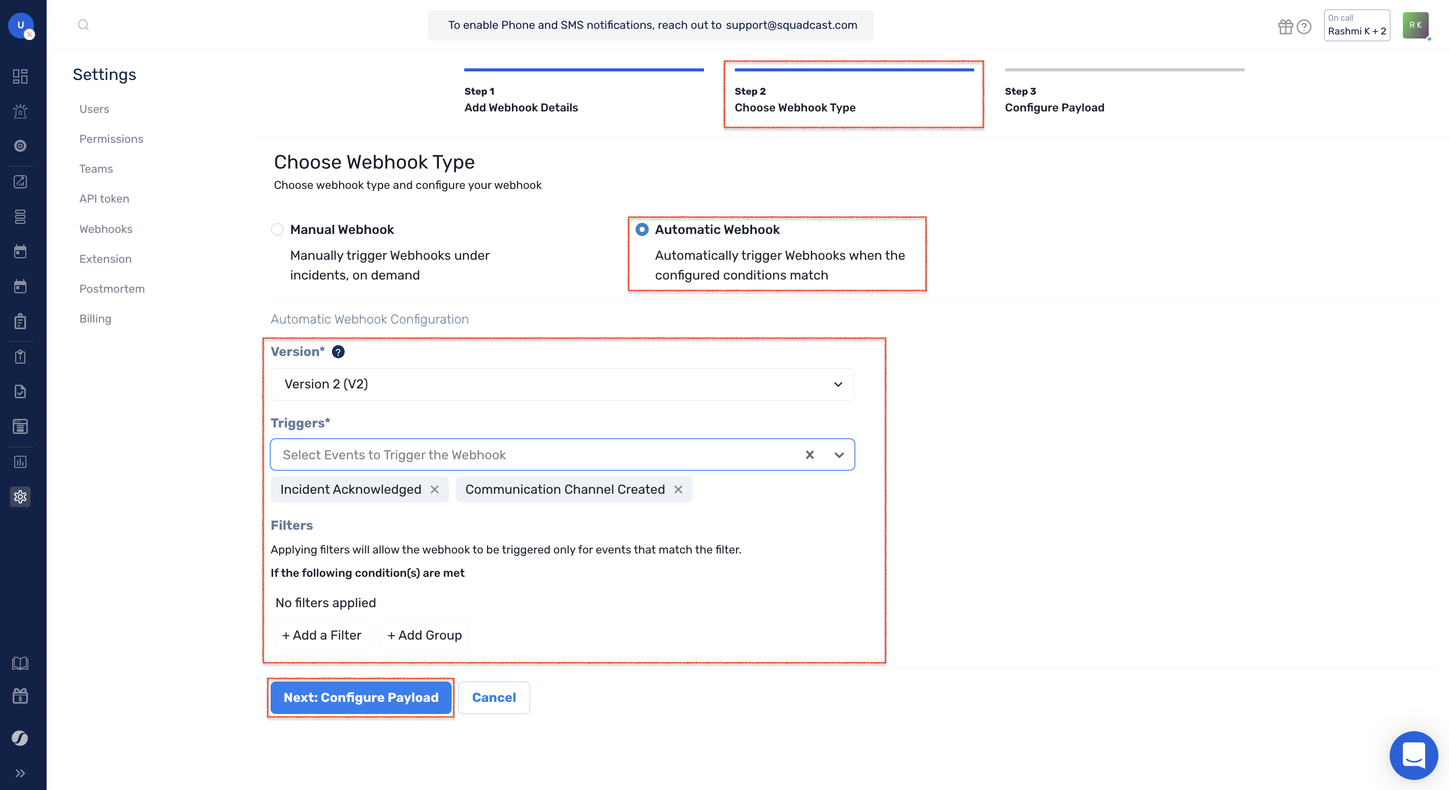 Step 2(b): Configure Automatic Webhook