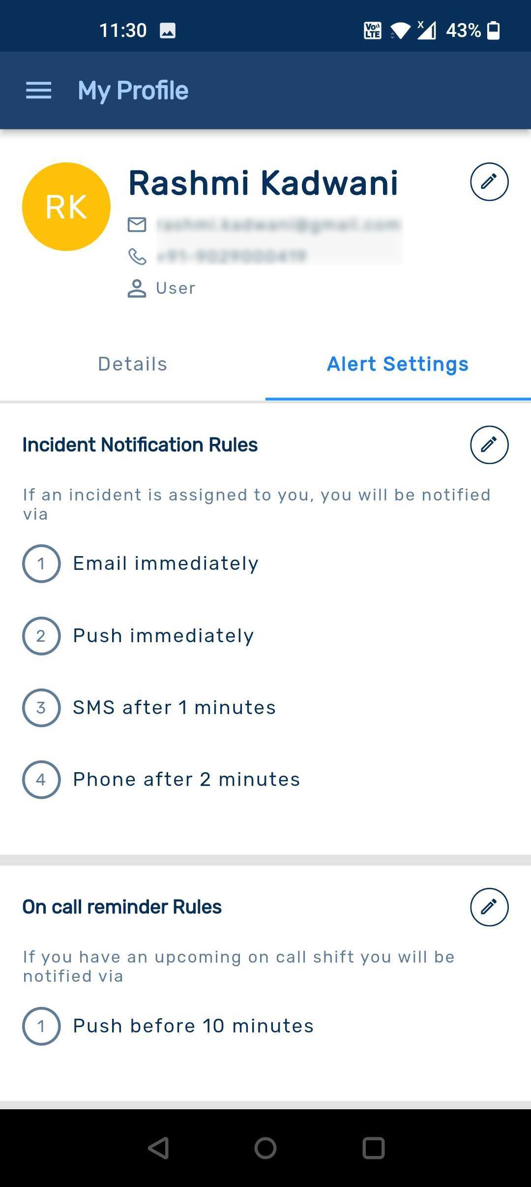 Manage alert settings for Squadcast mobile app