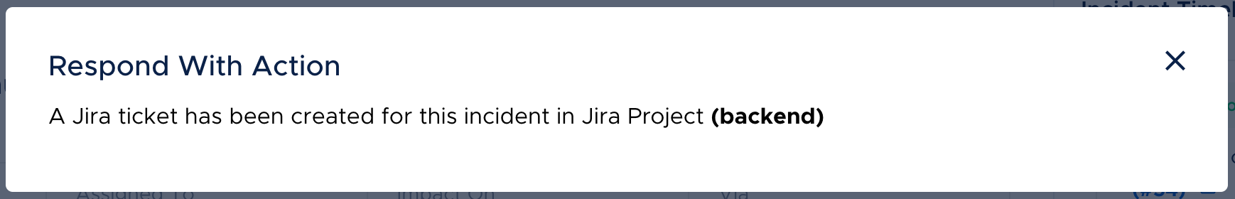 Message after Jira ticket creation
