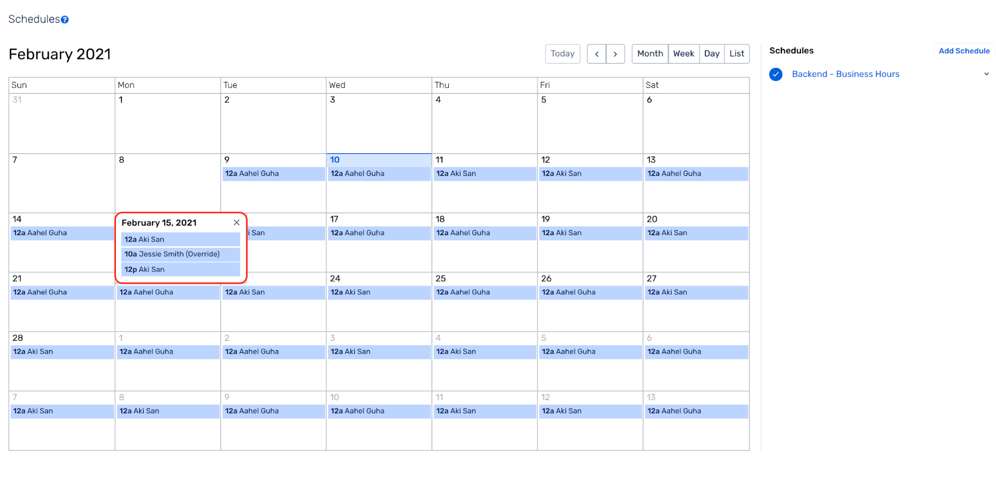 Create to save this as an override shift in Squadcast