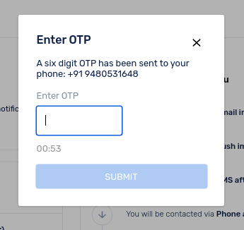 OTP verification in Squadcast